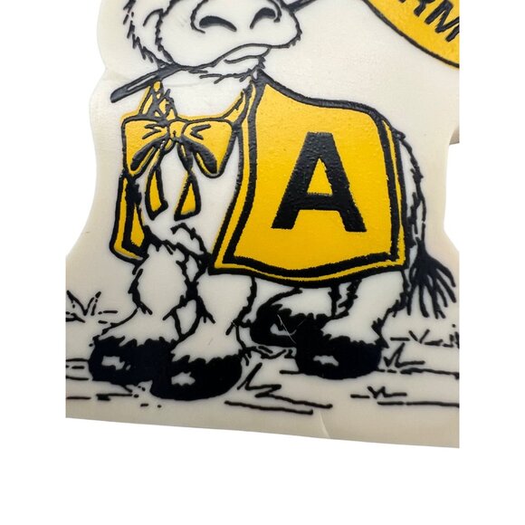 Vintage Army Mascot Rubber Keychain 2" Yellow & White Donkey Design Military - Picture 4 of 4